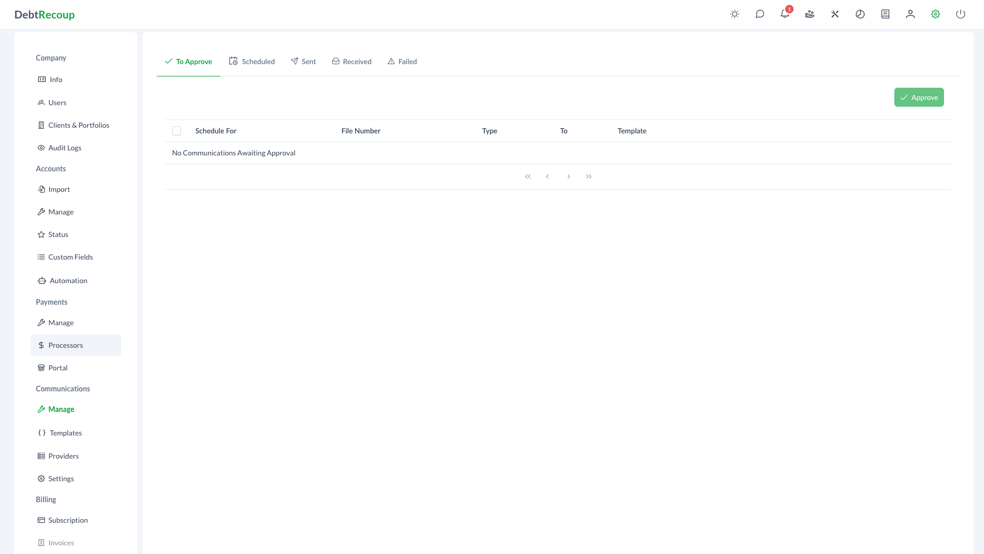 Communication Approval Interface