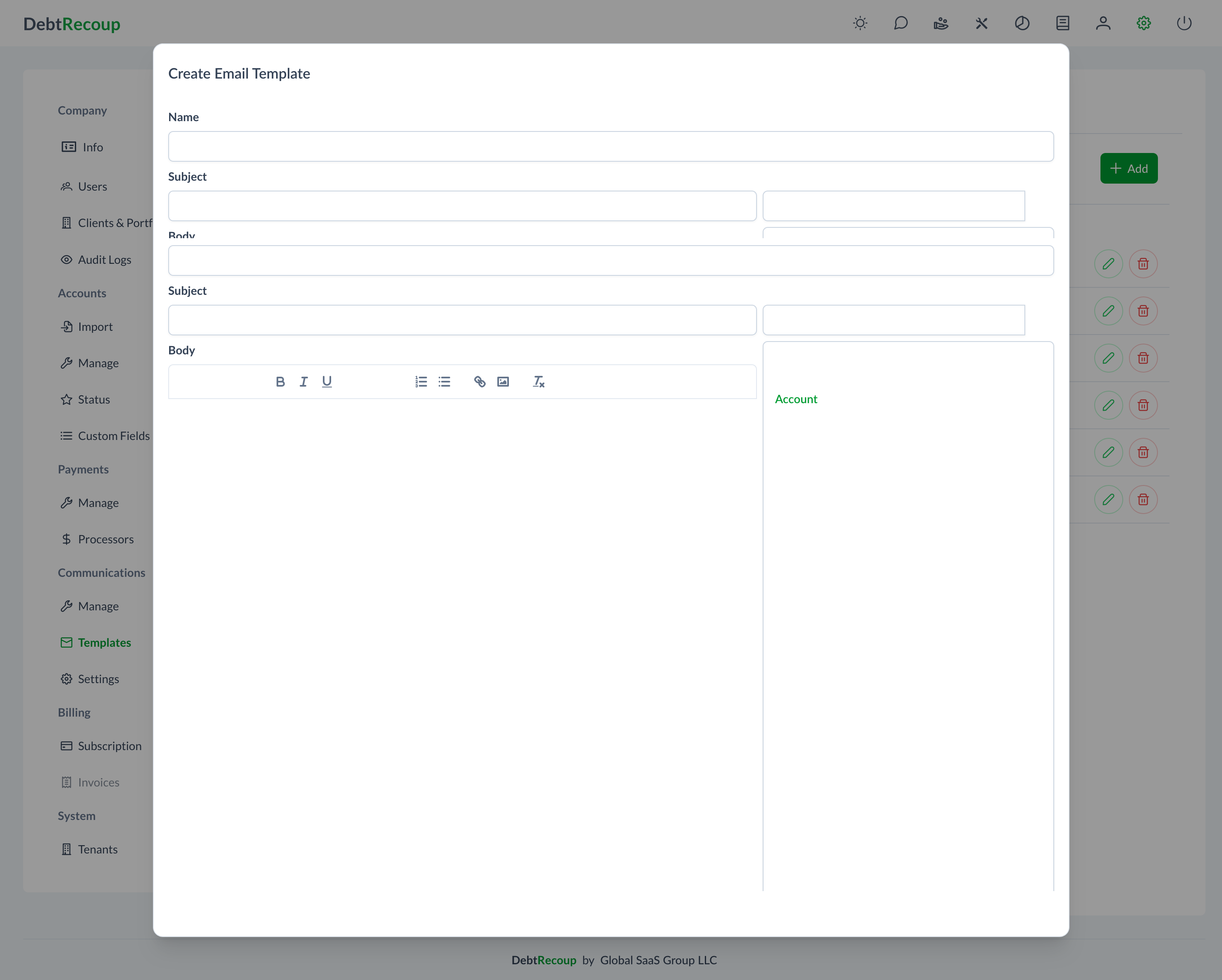 Communication Settings Configuration