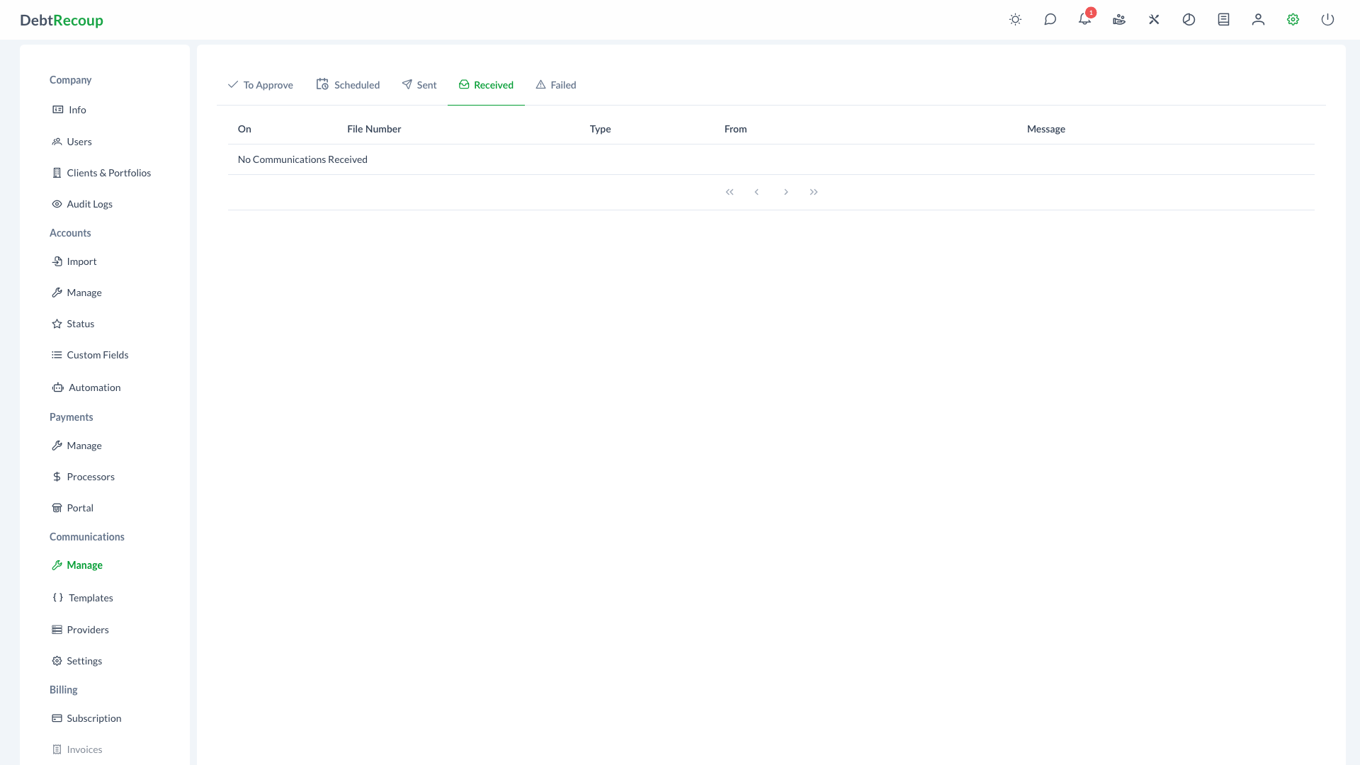 Received Communications Interface