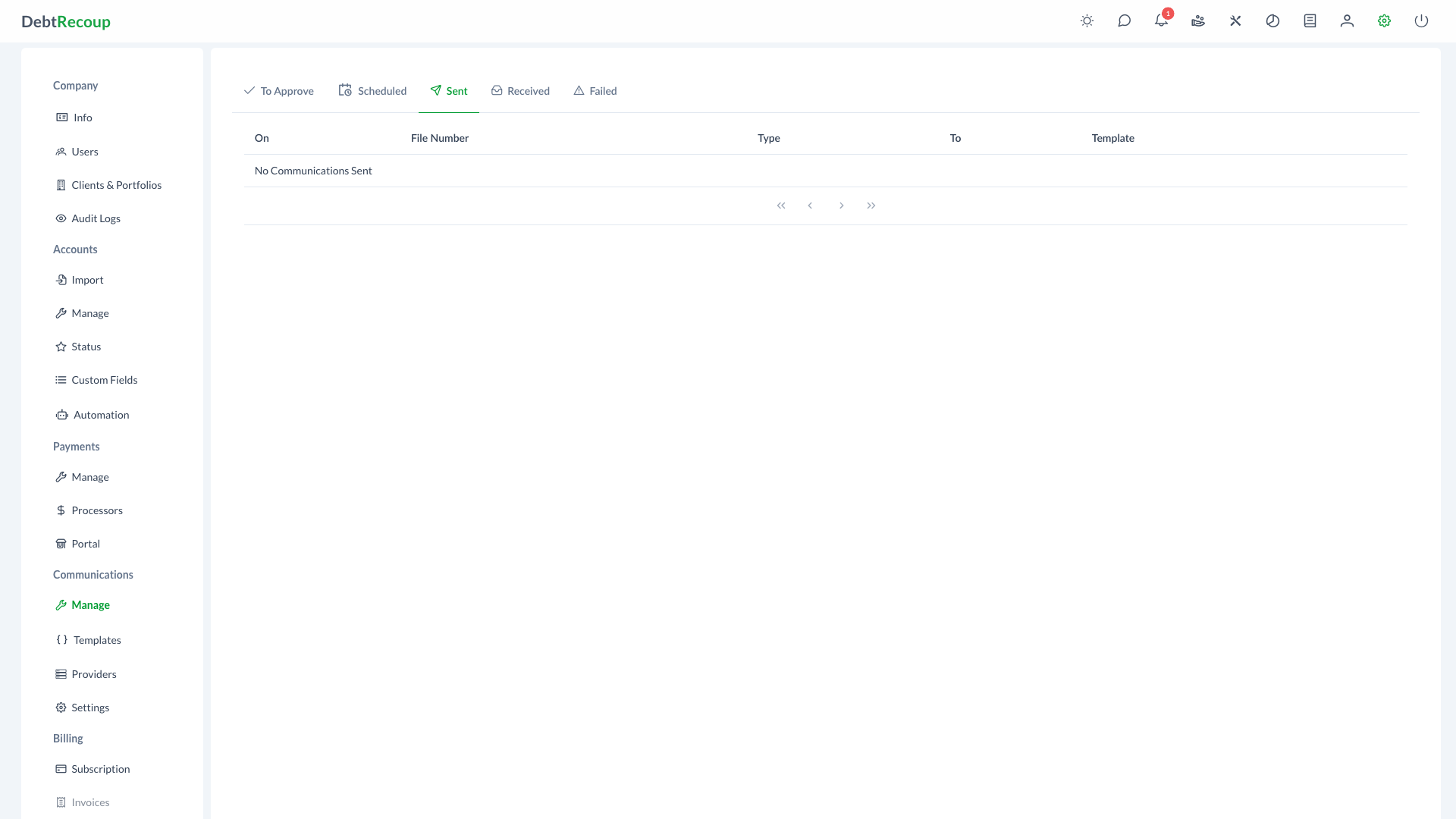 Sent Communications Interface