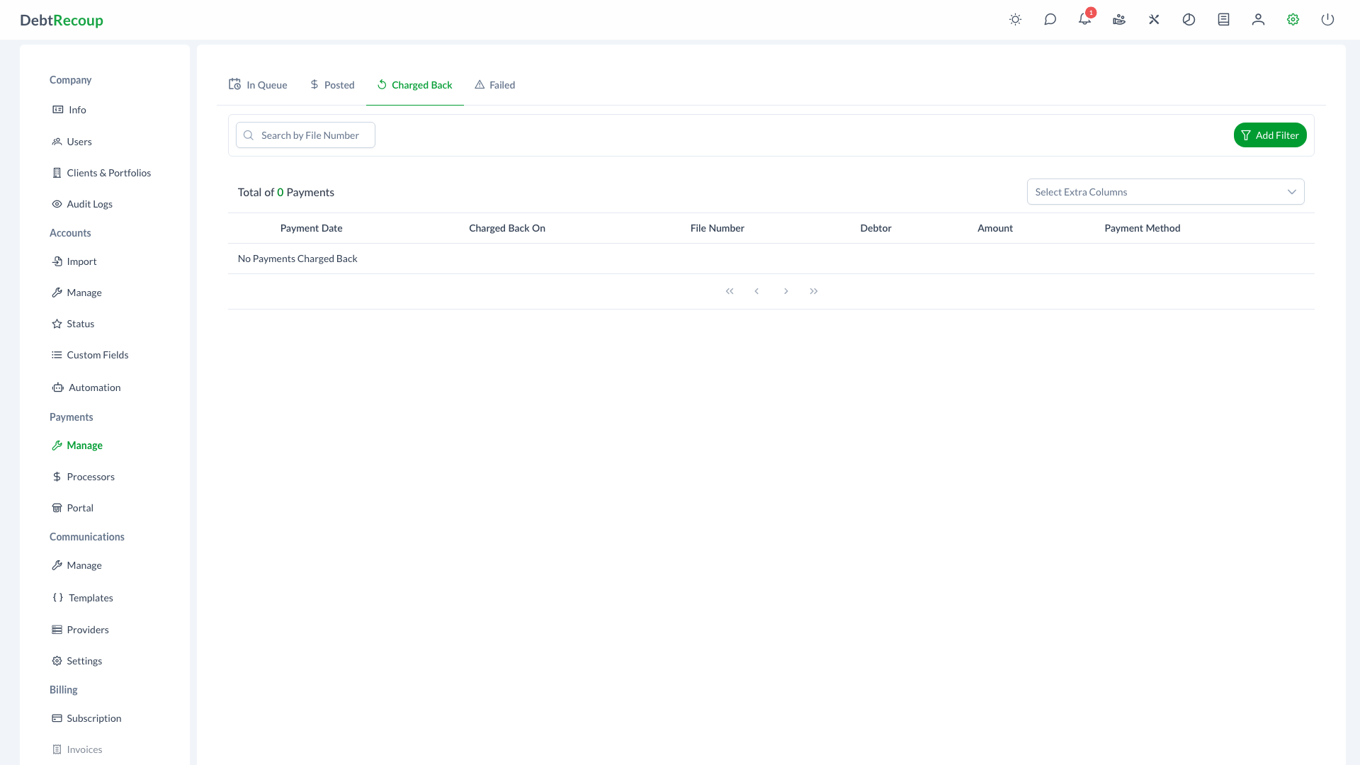 Chargebacks Interface