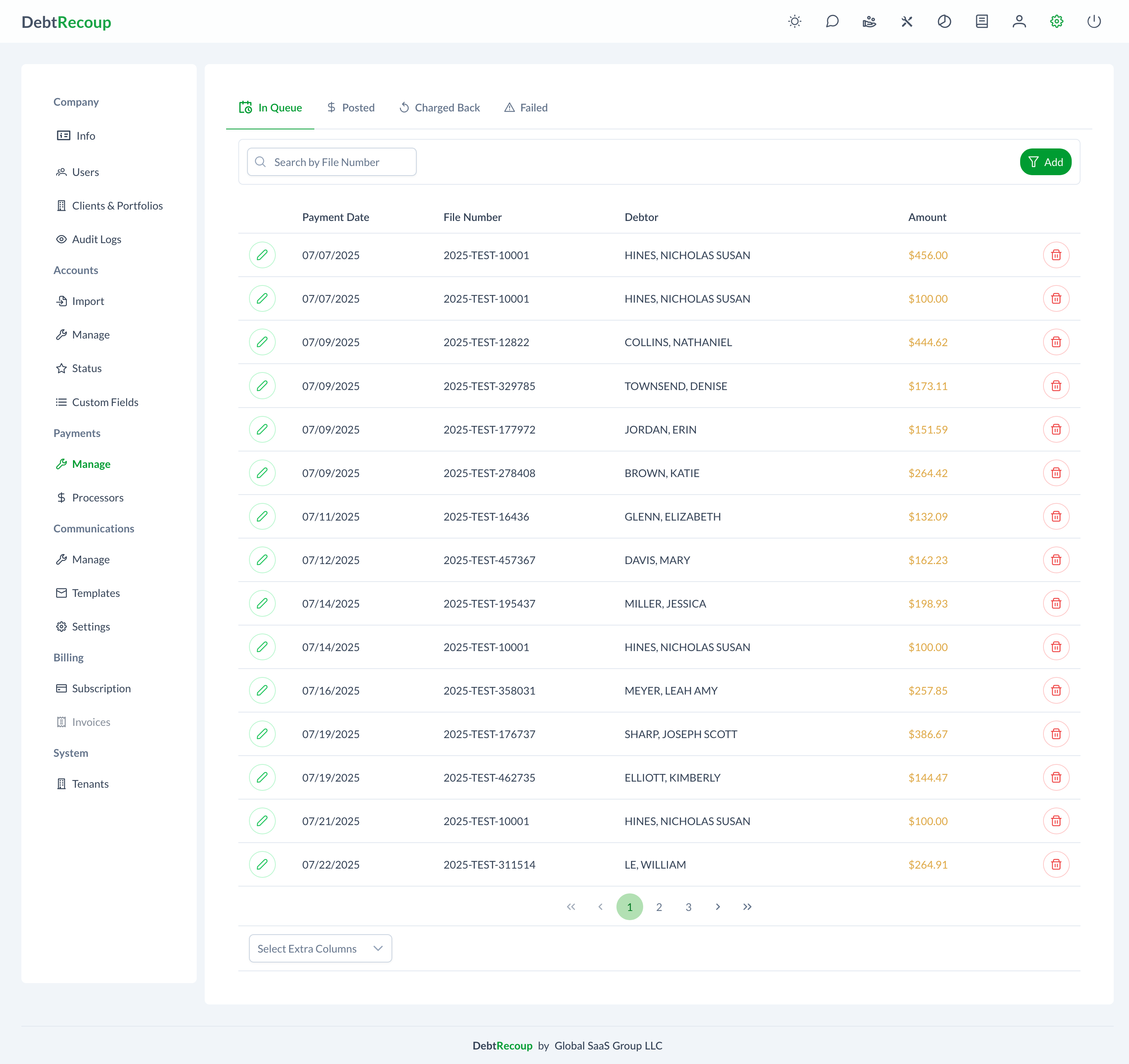 Payment Management Interface