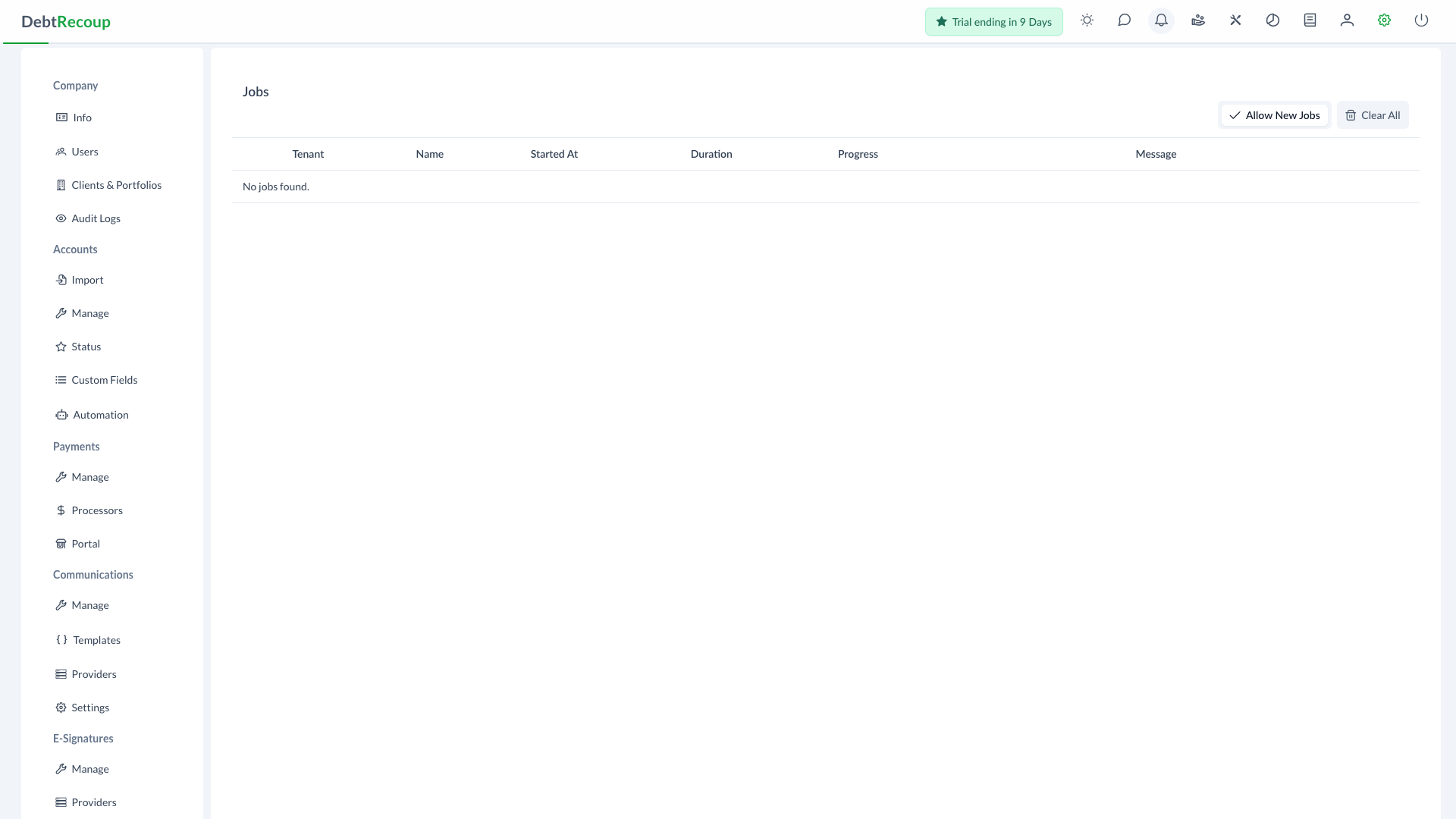 Tenant Jobs page
