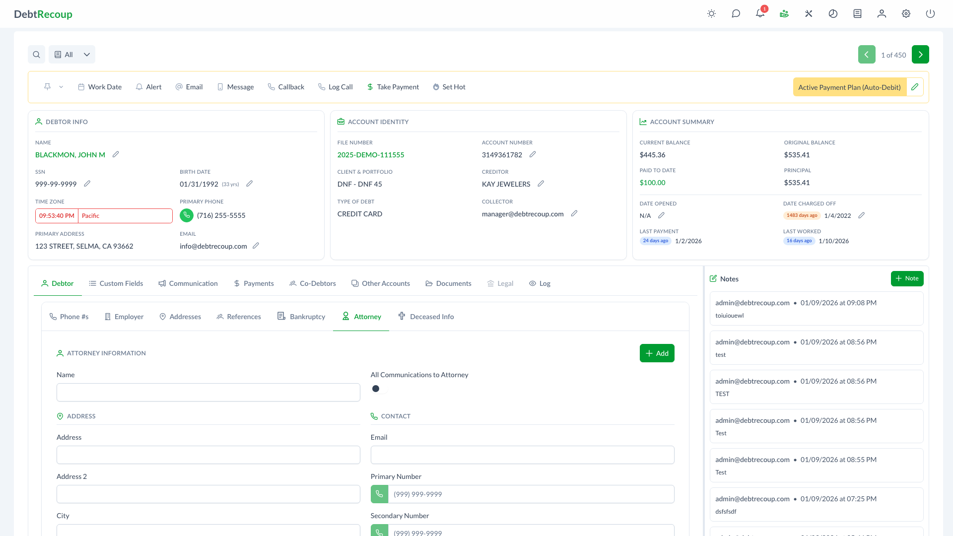 Attorney Information View