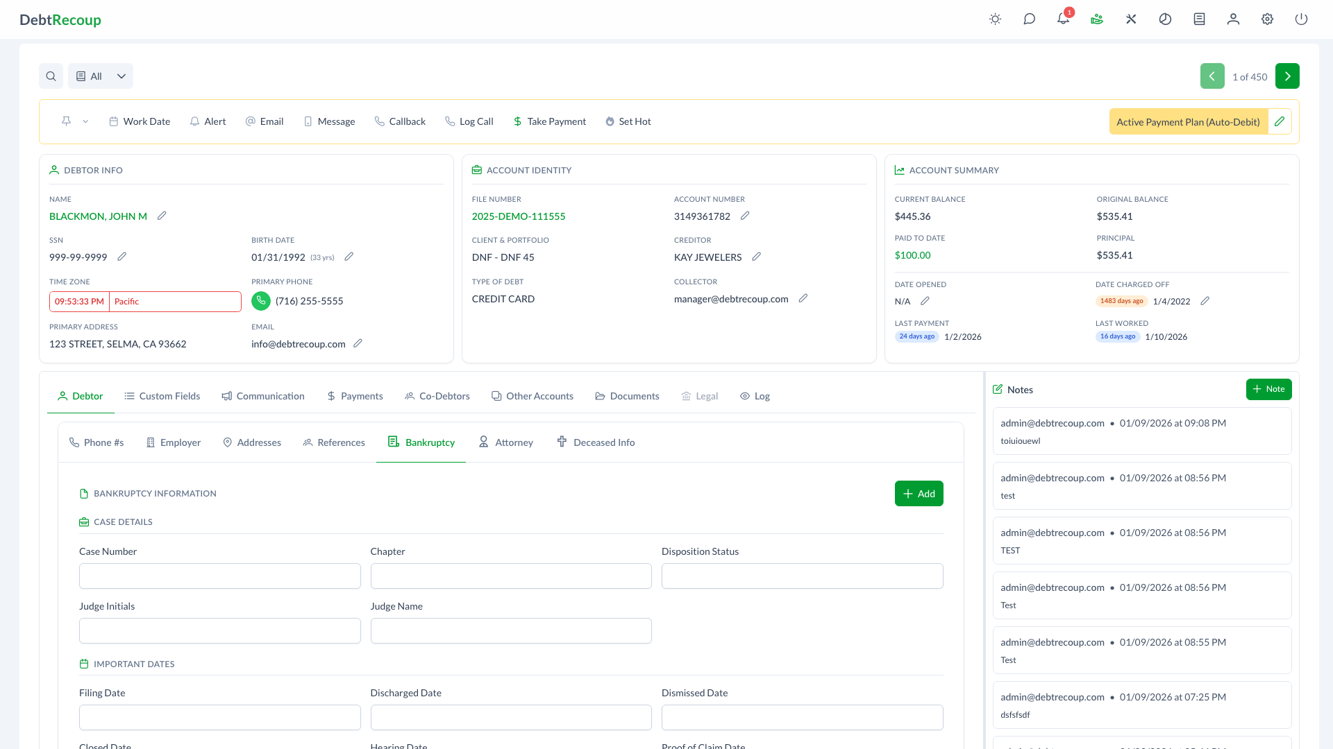 Bankruptcy Information View