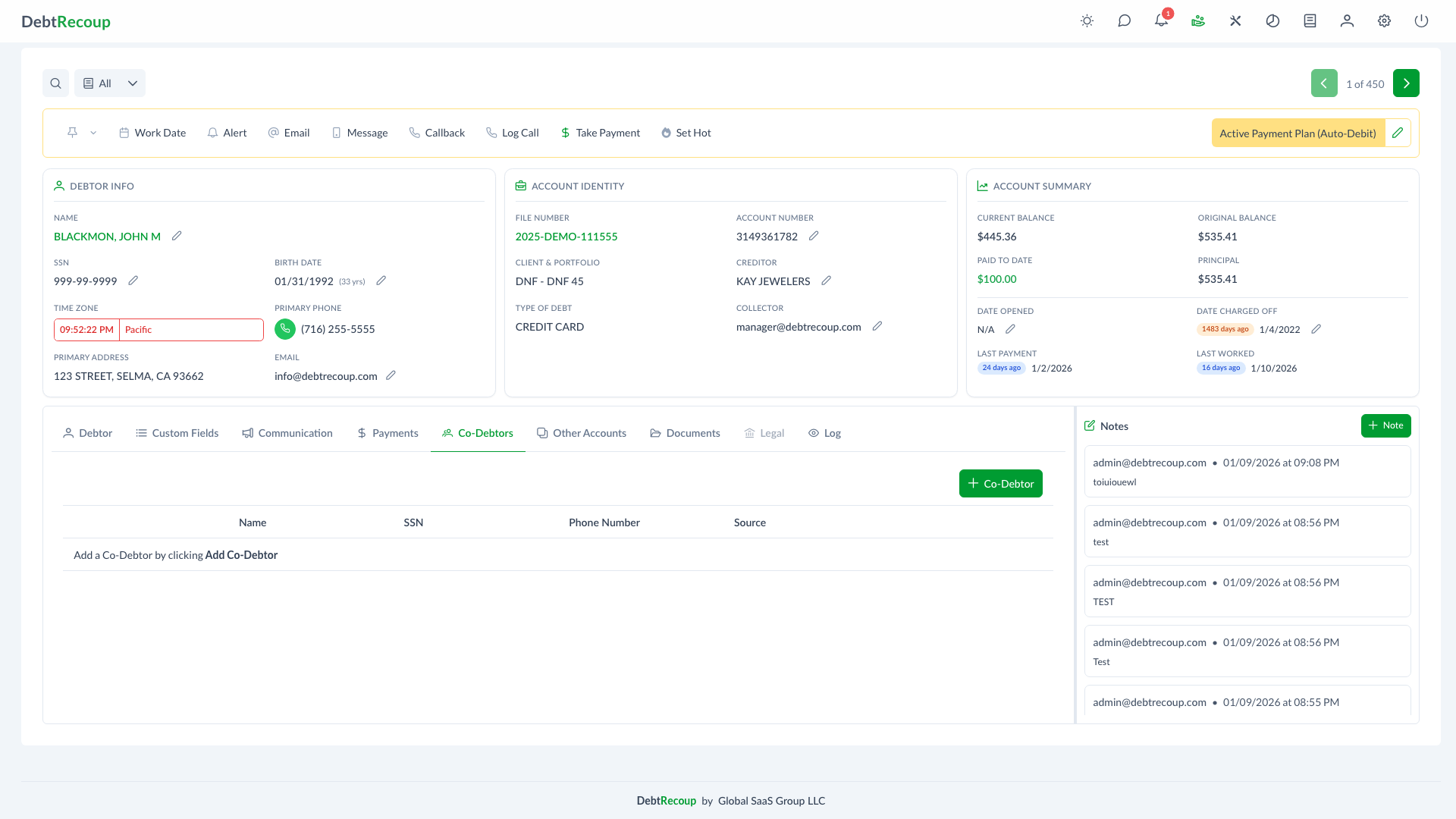 Co-Debtors Tab Interface