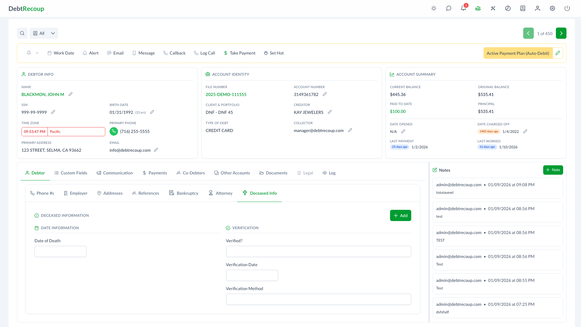 Deceased Information View