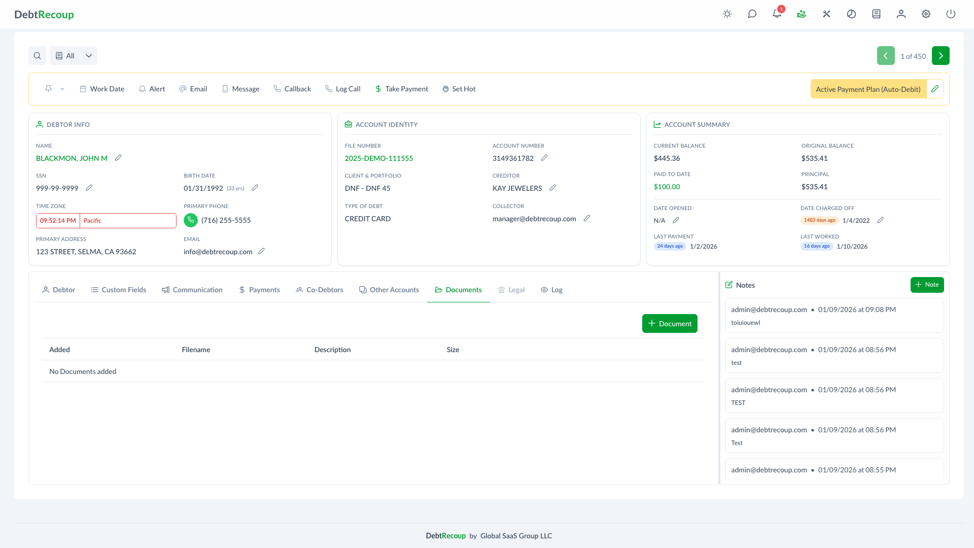 Documents Tab Interface