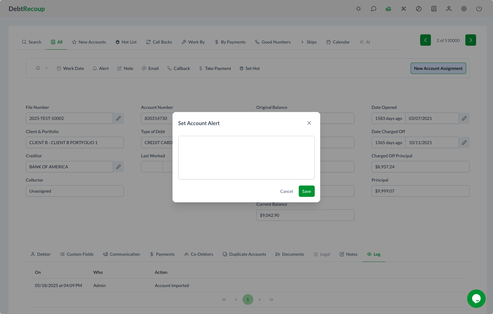 Set Account Alert Modal