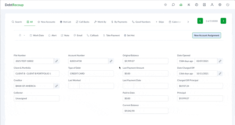 DebtRecoup Top Navigation Bar